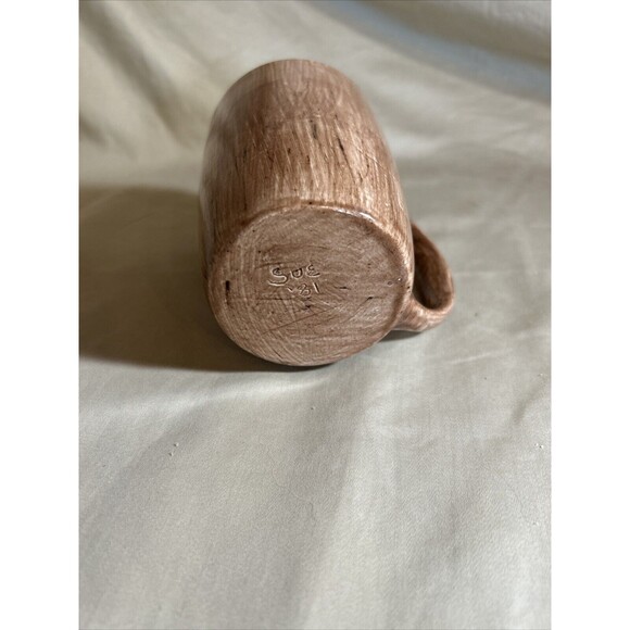 Handmade Ceramic Pottery Mug Coffee Wood Grain Glaze - Picture 2 of 4